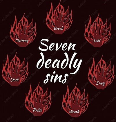 (Os 7 Pecados Capitais escritos em inglês)